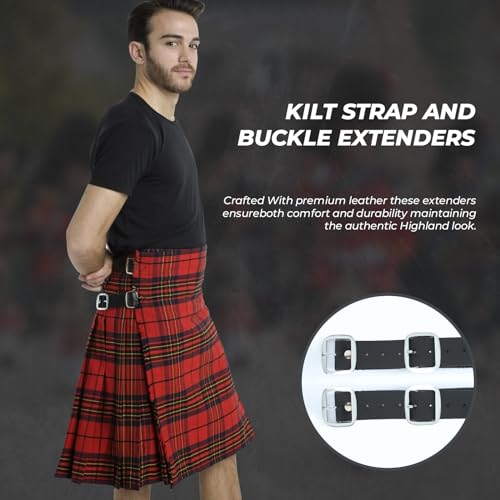 Mens Kilt Genuine Leather Belt Extender,7 inch Length 1.25 inch Wide(Set of 3),Kilt for Men Extension,Men’s Kilts Straps4