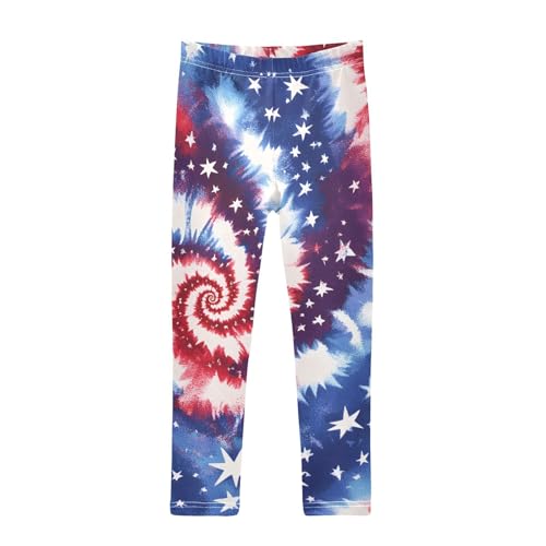 American Flag Tie Dye Swirl Girls Leggings Soft Stretch Workout Yoga Dance Pants for Kids Casual Tights