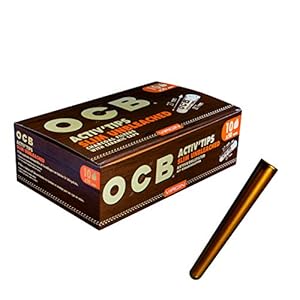 kogu Set met OCB Activ Tips Slim Unbleached, 7 mm, 500 stuks, 10 verpakkingen met elk 50 actieve koolfilters – incl…