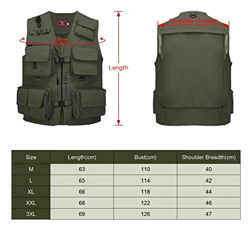 Colete De Pesca Fotografia Verão Multi Bolsos ECOCOZY (G,Verde)
