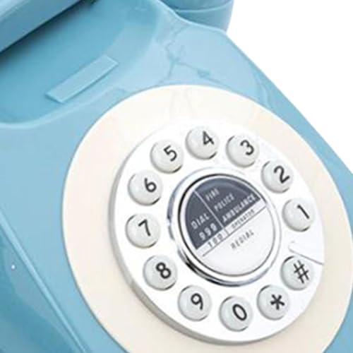 AsrMyjcx Telefone Fixo com Fio, Telefone Fixo com Discagem Rotativa, Presente, Tipo Retrô, Telefone