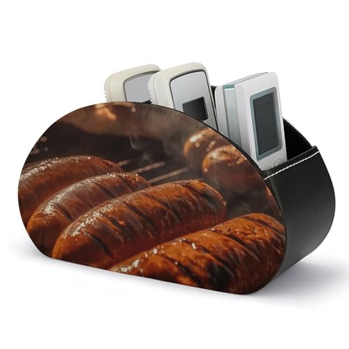 Organiseur de bureau en cuir à 5 compartiments pour télécommande - 2