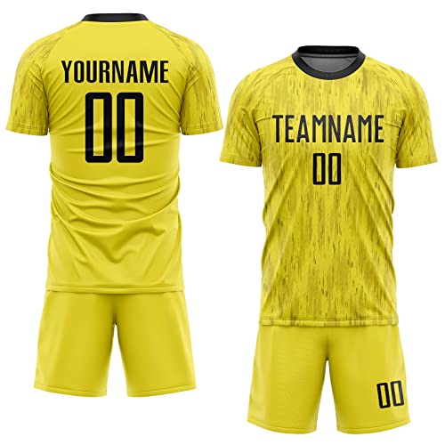 Generic Gold Black Custom Soccer Jerseys for Men Women Youth Kids, Personalized Soccer Jersey Printed Name Number Logo Mens Clothing