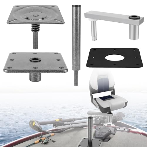 TENGBASE 7062-3 Zinc 6-Inch Swivel Offset Boat Seat Pedestal Mount with 7x7 Base Plate & 3/4
