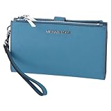 Michael Kors Jet Set Travel Large Double Zip Wristlet Phone Wallet Teal Blue
