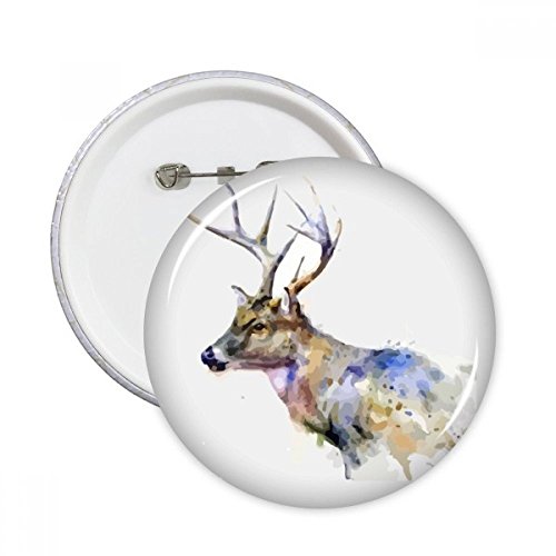 Effet artistique colore remarquable pour ce badge ronde Reindeer animaux de style unique