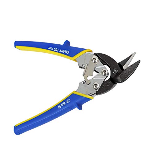 S&R Mini Tijeras Cortachapas 180 mm - Tijera Pladur Corte a la Derecha para cortar Metal y placas de Yeso 60-62 HRC