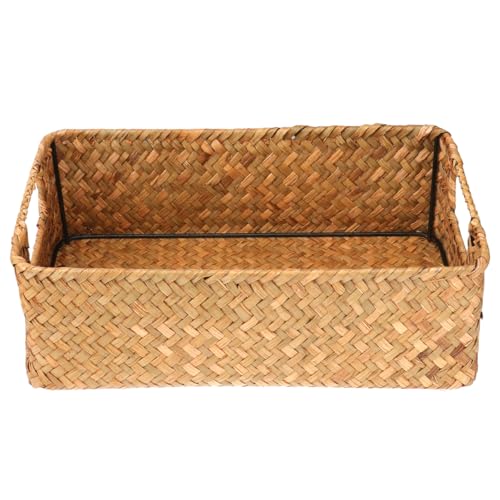 Levemolo Mimbre Cómoda De Estante para Escritorio Cestas Cuadradas para Almacenamiento De Basura Tejida De Baño Cesta De Libros Caja De Contenedores De Almacenamiento