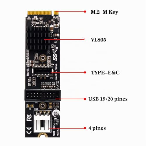Conector Cablecc USB 3.1 Tipo E para actualización de almacenamiento NVME NGFF en PC 2