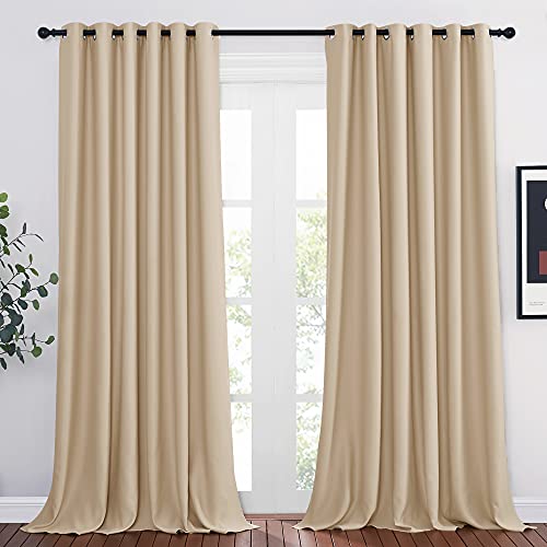NICETOWN Blackout Curtains and Drapes for Window 95" L - Triple Weave Energy Saving Thermal Insulated Solid Grommet Blackout Panels for Patio (80" Wid