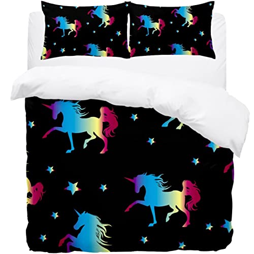 Housse de couette licorne galaxie supersoft et ses 2 taies d'oreiller - 2