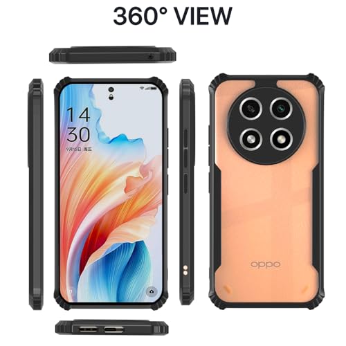 Image of Outlouders Back Cover for Oppo A2 Pro 5G | Ultra Hybrid Transparent | Full Camera Protection | Raised Edge | Crystal Clear Bumper Case(Black)