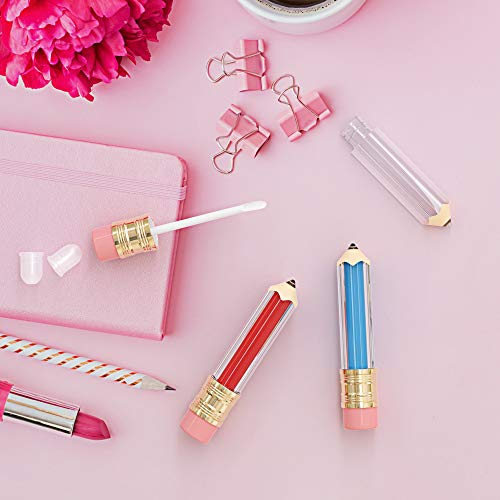 RONRONS 12 Pack Novelty Pencil Shaped Empty Lip Gloss Tubes Containers Gloss Tubes Containers, Clear Mini Refillable Lip Oil Bottles 5ml