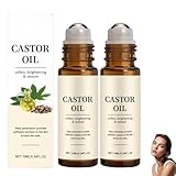 Organic Castor Oil with Rose Quartz Roller, Rizinusöl Kaltgepresst Roll On, Castor Oil Organic, Rizinusöl Gesicht, Rizinusöls Bio Kaltgepresst Bio Roll on mit Rosenquarz für das Gesicht (2PC)