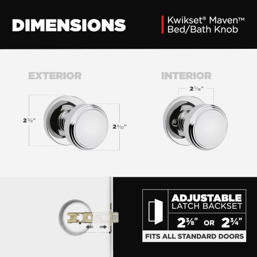 Image of Kwikset Maven Non-Locking Door Knob for Hallway and Closet, Polished Chrome