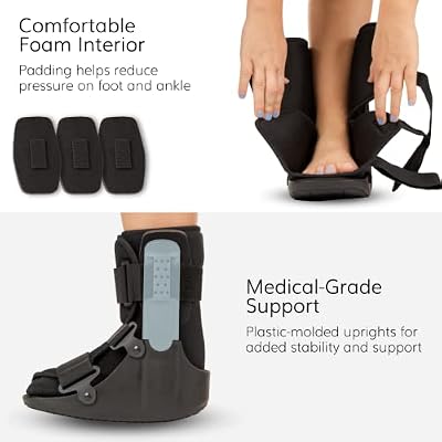 BraceAbility Short Walking Boot - Orthopedic Medical Walker Cast for Broken Toe Injuries، Sprained Ankles، Metatarsal Stress، Post-Op Support Left or Right Fracture Shoe Fits Men and Women ( S )