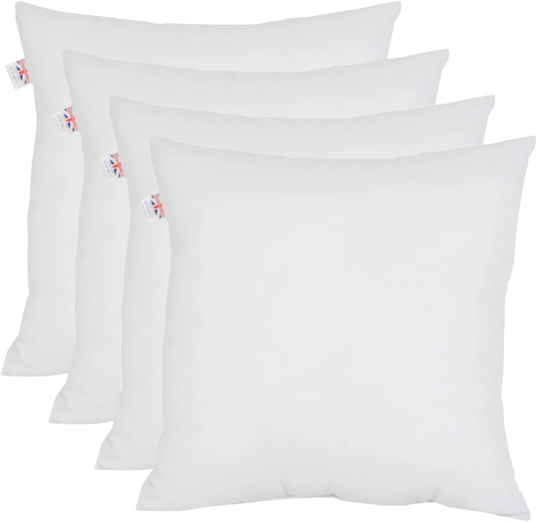 Set of 4-75cm x 75cm Luxury Hollowfibre New White Cushion Pad Inner Stuffer Pillow Polyester Insert Square Hypoallergenic (Pack of 4 | 30" x 30")