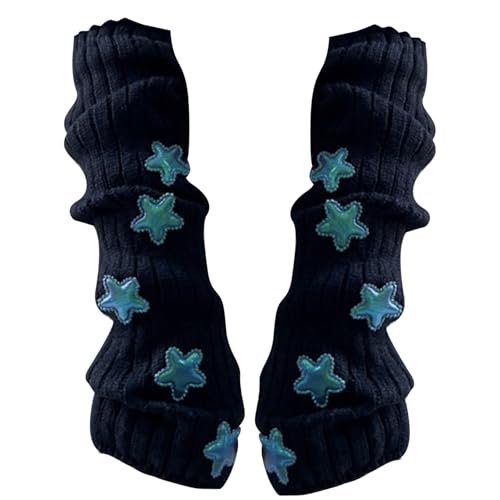 GRABAGECAN Casual Knit Thumb Hole Arm Sleeves Lengthen Wrist Women Half Finger Gloves Outdoor Cycling Skiing Gloves Keep Warm