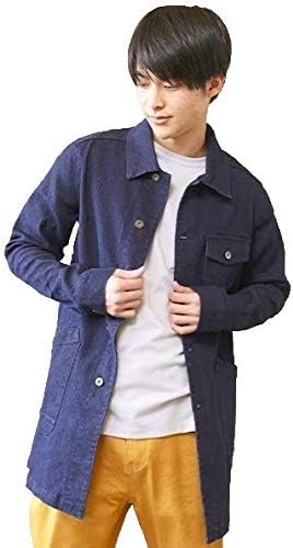 Amazon 7323j Ra ショップコート メンズ デニムコート ストレッチデニム スプリングコート ショップコート ワークコート メンズコート ブルー ブラック インディゴ コート インディゴ L コート ジャケット 通販