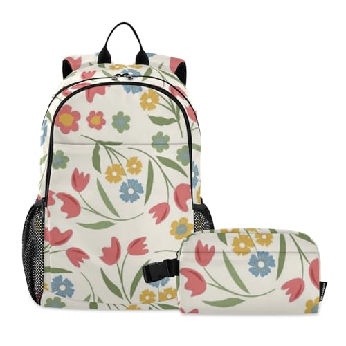 Sac à dos fleurs pour l'école avec sac à déjeuner assorti pour ados