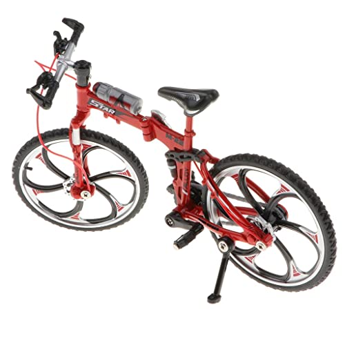 Oshhni 1:10 Escala Aleación Diecast Bicicleta Modelo Artesanía Bicicleta Juguete, Rojo Plegable