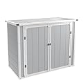 UDPATIO 41 Cu.Ft Horizontal Storage Shed Outdoor, Weatherproof Resin Storage Shed with Floor Thickened, Gas Spring, Lockable Doors for Trash Can Storage, Tools, Lawn Mower, for Patio,?light grey?
