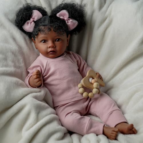 Muñeca Reborn Bebé Realista Negra de 20 Pulgadas miniatura 1