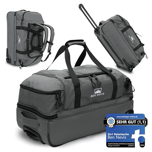 BEN NEVIS Reisetasche mit Rollen 80l [Recycelt] – 3-in-1 Tasche & Trolley & Rucksack | Luggage | Faltbare Reisetasche Damen und Herren Groß | Reisetaschen Rucksackfunktion | Travel Bag | Duffel Bag