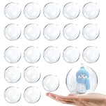 20Pcs Clear Baubles to Fill Personalized Fillable Baubles Make Your Own Bauble DIY Plastic Christmas Tree Decorations Balls Plastic Bauble to Fill for Christmas Tree Decorations (8cm)