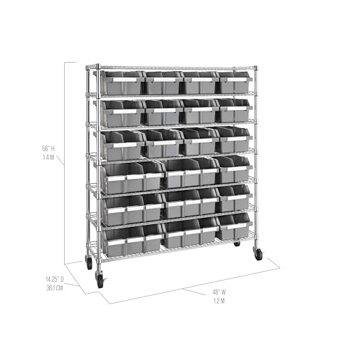 image for Seville Classics Heavy Duty NSF Bin Rack Solid Steel Wire Shelving Sto