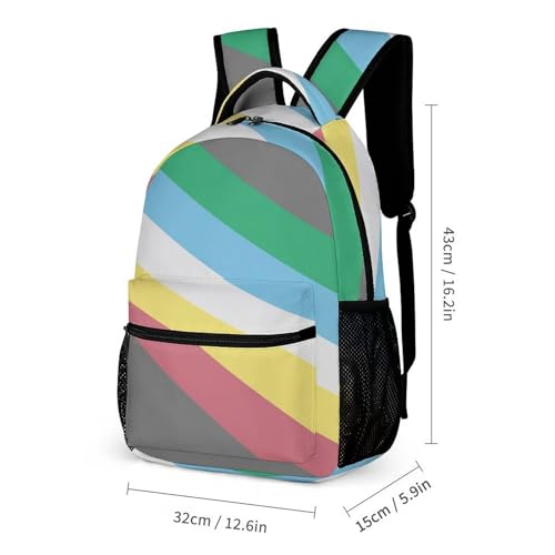 Backpack Bookbag Set Lgbt Pride Flag Disability Backpack with Lunch Bags and Makeup Bag Shoulder Bag with Lunch Box Storage Bags2
