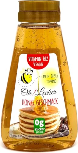Oh! Lecker zuckerfreier Sirup mit Honig-Geschmack, Vitamin B12, 265g, Fettfrei, Kochsalzfrei, Vegan