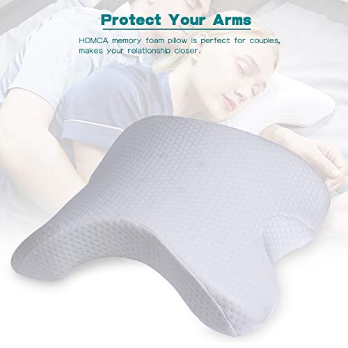 HOMCA Memory Foam Pillow for Sleeping - Slow Rebound Pressure Arched Couple Pillow for Side Sleeper Neck Back Pain Lumbar Support Office Rest Pillow