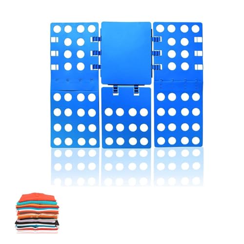 Yeenano Faltbrett für Kleidung,T Shirt Faltbrett,Wäsche Faltbrett,T Shirt Ordner,Schnelles Falten Wäsche Zusammenlegen Brett,für Kinder und Erwachsene Falten Kleidung in verschiedenen Größen Blau