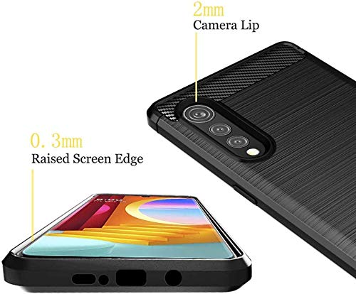 Image of NPRC Hybrid Ultra Slim Protective Case TPU Non-Slip Carbon Fiber Texture Shockproof Case Cover for Lg Velvet - Black