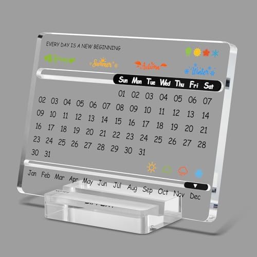 Acrylic Perpetual Desk Calendar – Cute Modern Office Decor & Offi...