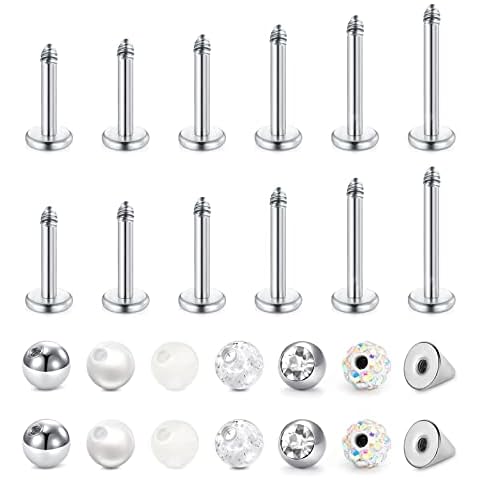 Longita 16G Helix Piercing Bar with Replacement Balls Tragus Earrings Lip Labret Monroe Piercing Lip Rings Helix Stud Earrings Conch Cartilage Earring Tragus Helix Piercing Cover