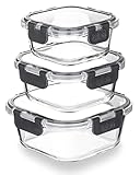 Igluu Meal Prep Glas-Frischhaltedosen mit BPA-freiem Deckel (3er-Pack) – mikrowellen-, ofen-, gefrier-, spülmaschinengeeignet, auslaufsicher – 320 & 520 & 800 ml – robustes Borosilikatglas