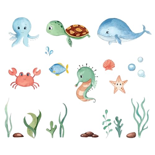 Miniatura 2 de Hwtcjx Pegatinas De Pared Animales Marinos, Adhesivos De Vinilo, Pegatinas Pared Decorativas Infantiles Autoadhesivo, Vinilos Decorativos Adhesivos Habitación Infantiles Niño Bebé 30 X 90 Cm A