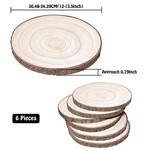 6 Pack Wood Slices 12-13.5 Inch Large Wood Rounds Tree Bark Wood Slices For Centerpieces,Arts,Crafts,Diy Projects,Parties,Holidays And Home Decor #TOP3