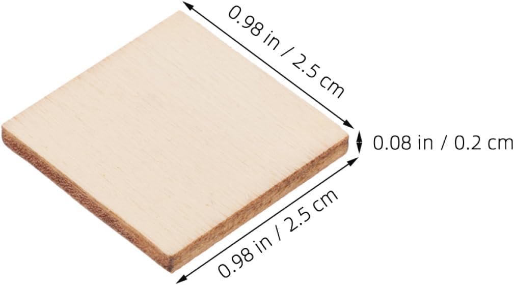 Sewroro 500pcs 25mm Unfinished Basswood Blocks for Crafts, 2mm Thick Wooden Pieces for Painting, Engraving, Wood Burning, DIY Art Projects and Creativity
