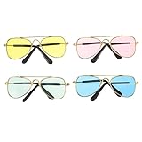 BESPORTBLE 4 lustige Haustier-Sonnenbrillen: Retro-Brillen für kleine Hunde und Katzen, lustige Kunststoffbrillen, Accessoires für Cosplay und Kostüme, perfekt für sommerliche Outdoor-Aktivitäten