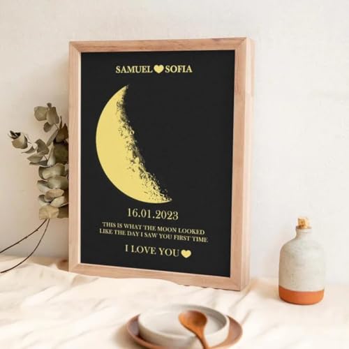 Marco de fase lunar personalizado de nogal para decorar tu salón con elegancia 4