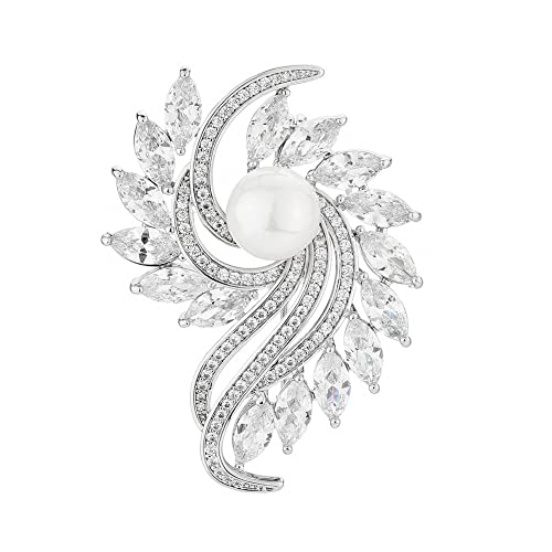 Emegcy Flower Brooch For Women White Rhinestone Brooch Pearl Crystal Brooch White Lapel Pin Jewelry For Mom Wife #TOP5