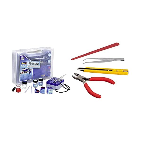 Revell 39199 Airbrush Basic Set im praktischen Koffer mit Spritzpistole, Kompressor und weiterem Zubehör Mal-und…