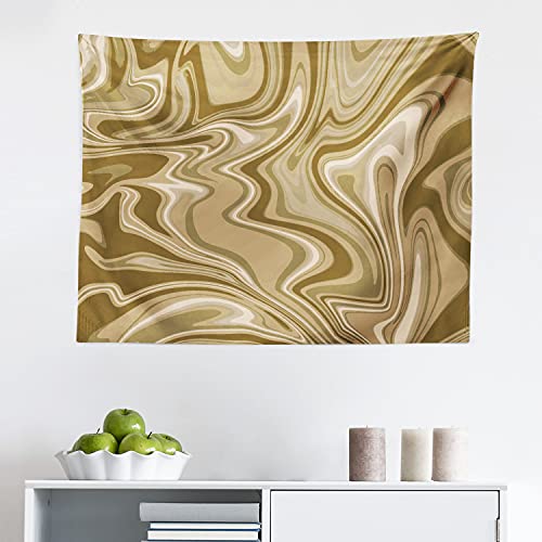 Ambesonne Marble Tapestry, Digital Ornaments Abstract Sandy Earth Tones Stain