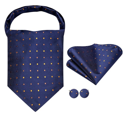 Image of Dubulle Paisley Floral Ascot for Men Self Tie Mens Cravat and Pocket Square Cufflinks Wedding