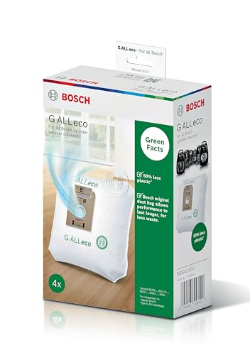 Bosch BBZGALLECO' G ALL eco Lot de 4 sacs à poussière en microfibre pour aspirateur SMS, Blanc