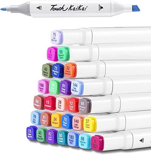 ELOKI Art Marker Set - 80 Color Dual Tip Permanent Sketch Markers - Ideal for Artists Adults Kids Drawing Coloring Crafts Gifts - 1 Color Card - Carry Case for Storage and Travel(White 80)