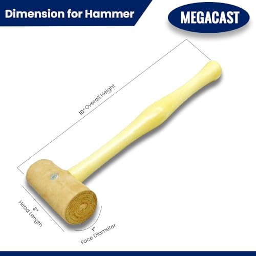 Megacast Natural Rawhide Mallet Tool, Professional Rawhide Leather Hammer Mallet for Rounding Ring Shanks, Jewelry Making, Leather working, Woodworking, Size 1 inch - Image 3